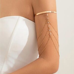 Arm Cuff/Band, Gold Tone Waterfall Arm Band with Cascading Chains, Stunning, NEW